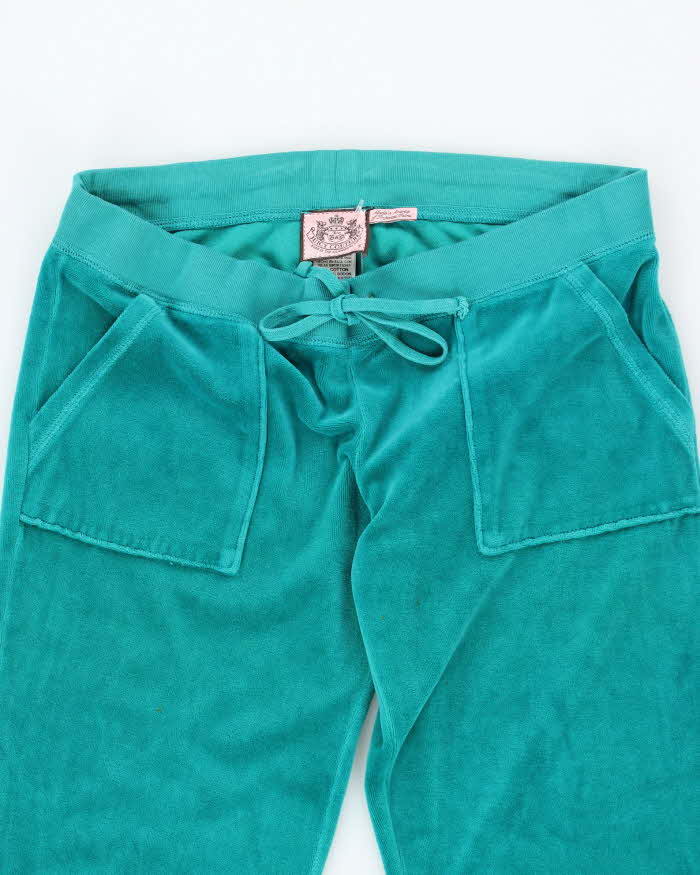 Vintage Y2k 00s Juicy Couture Turquoise Velour Tracksuit Bottoms - S