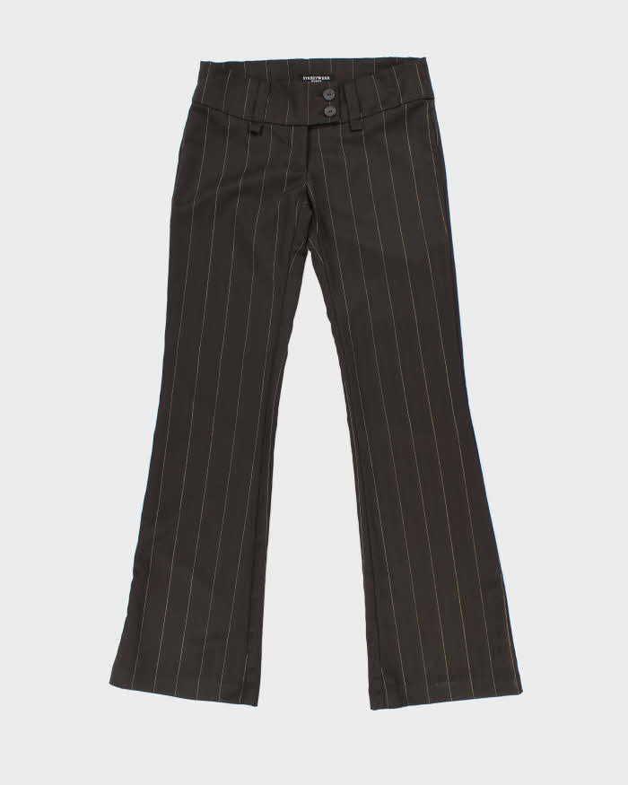 Vintage Y2k 00s Streetwear Brown Pin Striped Trousers - W31 L33