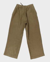 Vintage Jasmine Khaki Cropped Linen Trousers - W32 L27