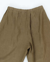 Vintage Jasmine Khaki Cropped Linen Trousers - W32 L27