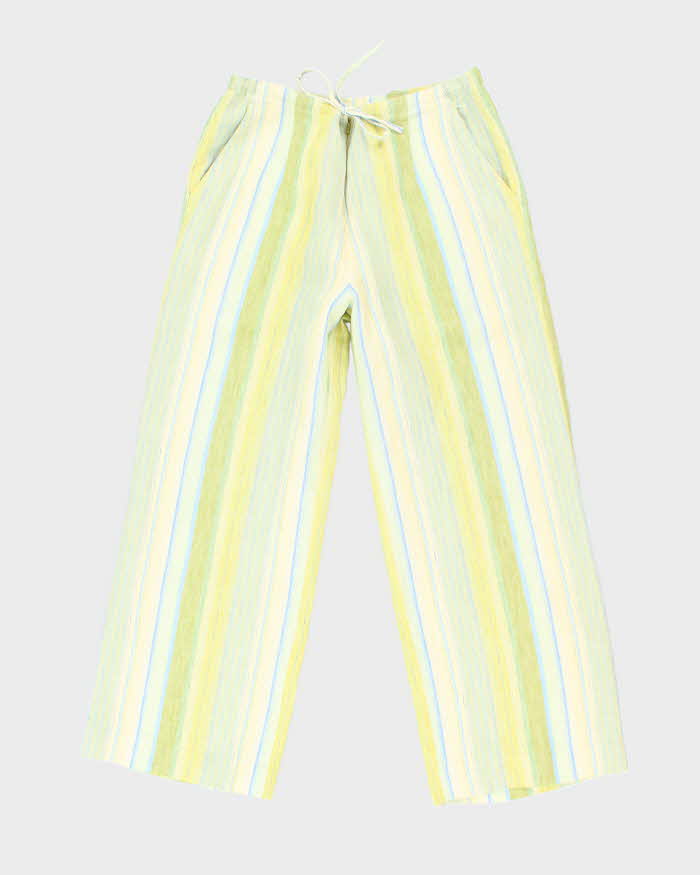 Vintage Jasmine Stripe Cropped Linen Trousers - W32 L27