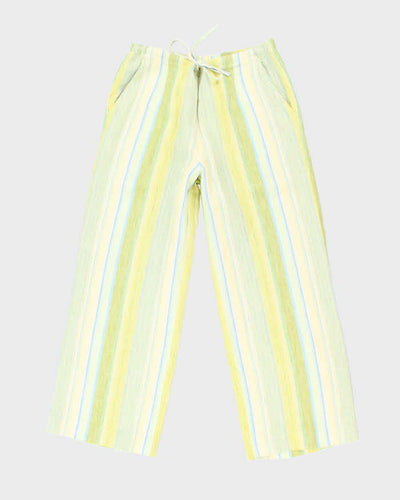 Vintage Jasmine Stripe Cropped Linen Trousers - W32 L27