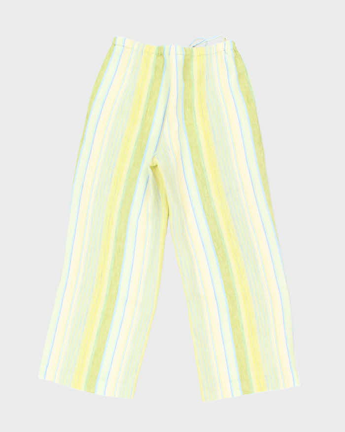 Vintage Jasmine Stripe Cropped Linen Trousers - W32 L27