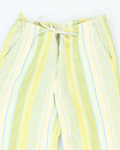 Vintage Jasmine Stripe Cropped Linen Trousers - W32 L27