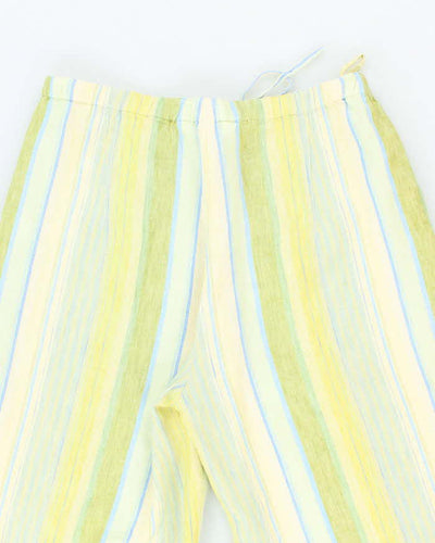 Vintage Jasmine Stripe Cropped Linen Trousers - W32 L27