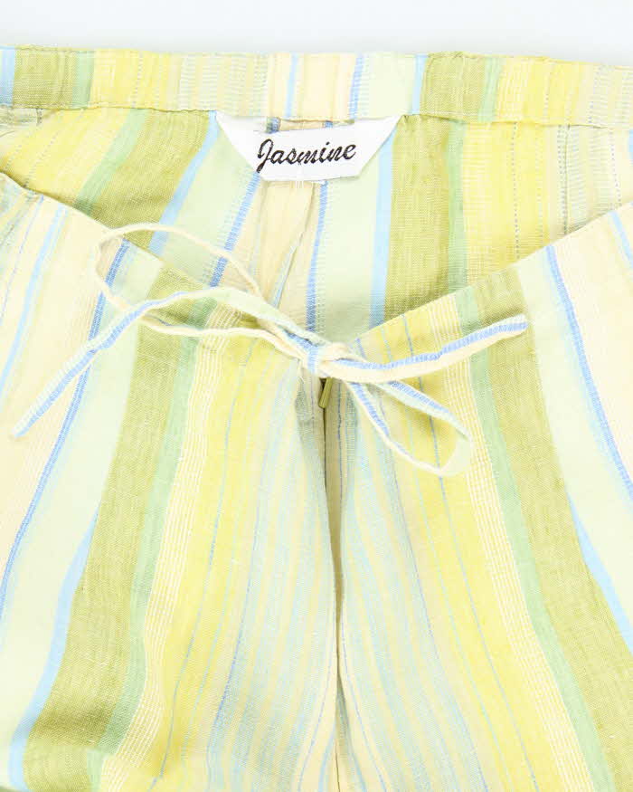 Vintage Jasmine Stripe Cropped Linen Trousers - W32 L27
