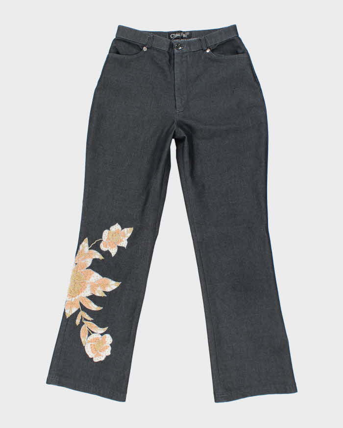 Vintage 90s Chau Fai Beaded Stretchy Trousers - W26 L27