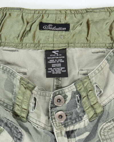 Vintage Y2k 00s Seduction Camouflage Cropped Trousers - W29 L27