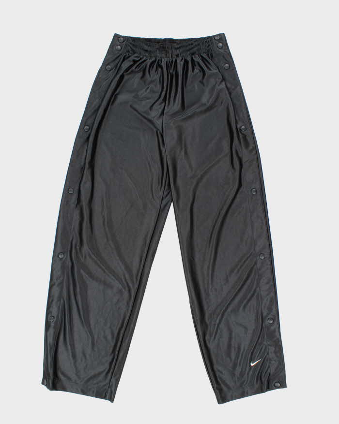 Vintage 90's Nike Side Popper Wide Leg Blackout Tracksuit Bottoms - M