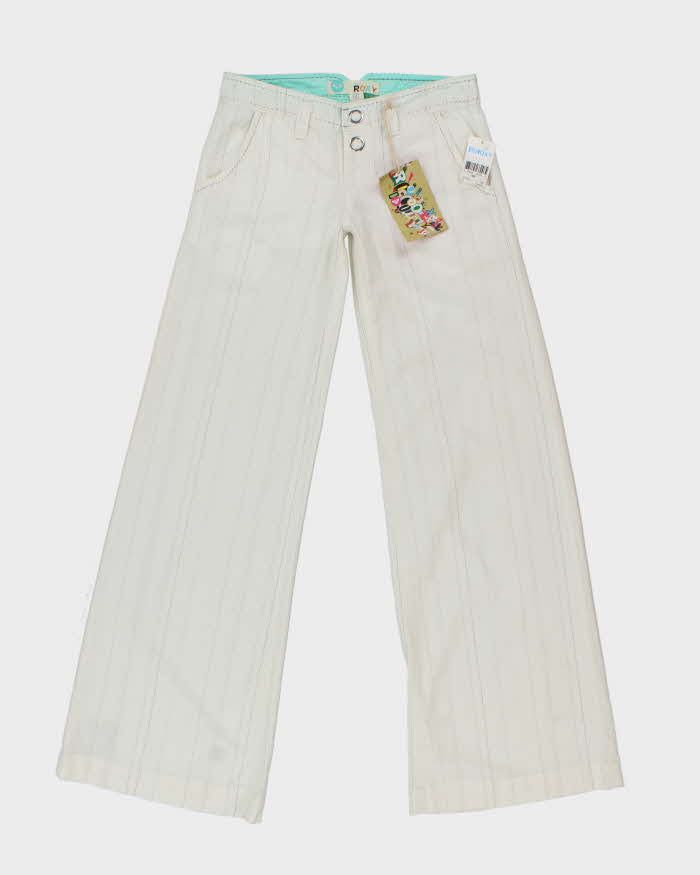 Y2k 00s Roxy Deadstock White Pinstripe Trousers - W28 L33
