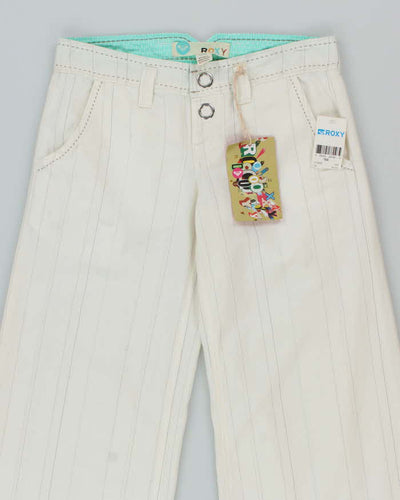 Y2k 00s Roxy Deadstock White Pinstripe Trousers - W28 L33