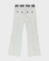 Y2k 00s Esprit Edc Deadstock White Belted Cargo Trousers - W30 L33