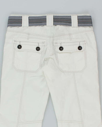 Y2k 00s Esprit Edc Deadstock White Belted Cargo Trousers - W30 L33