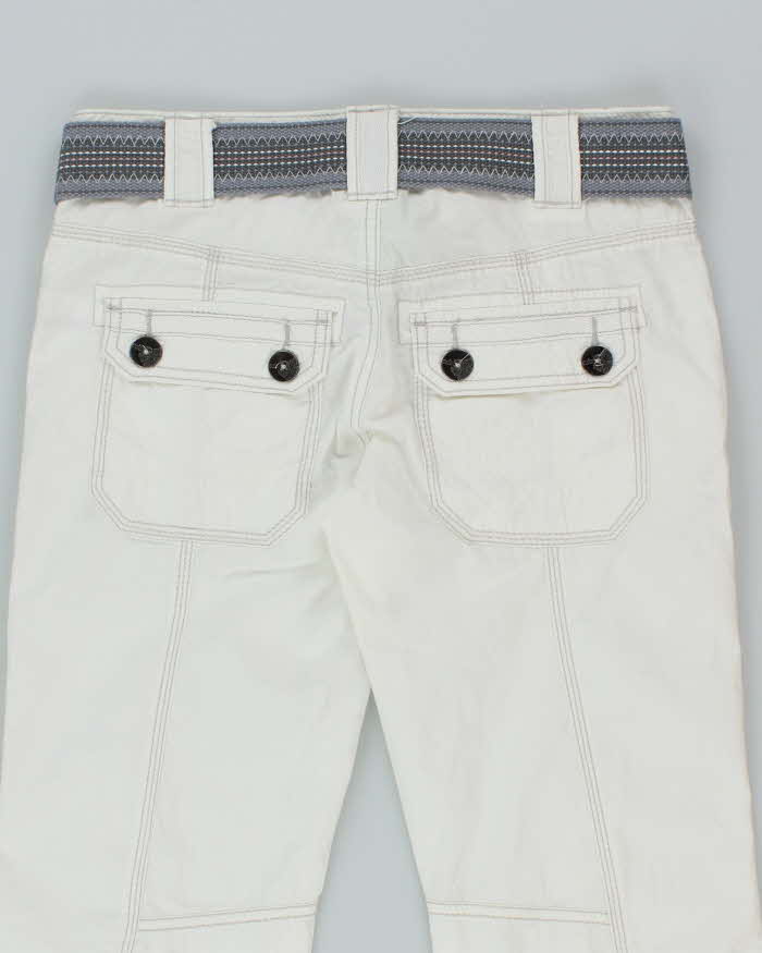 Y2k 00s Esprit Edc Deadstock White Belted Cargo Trousers - W30 L33