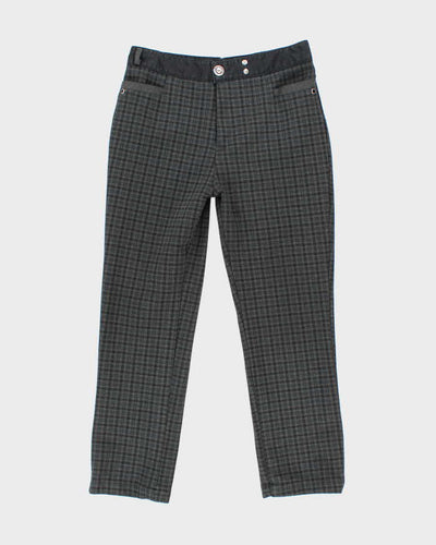 Women's Moschino Grey Stretch Plaid Trousers - M