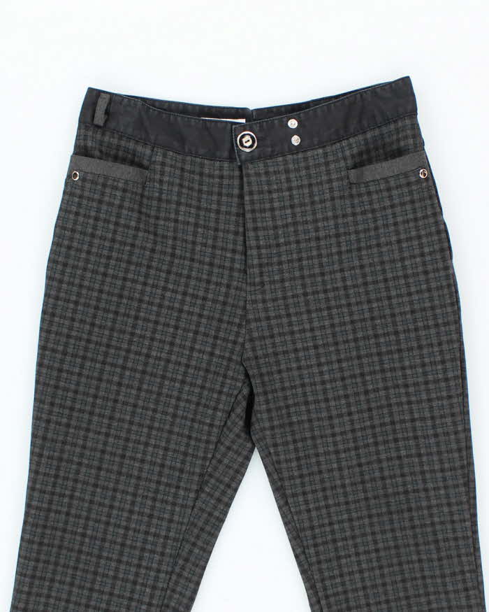 Women's Moschino Grey Stretch Plaid Trousers - M