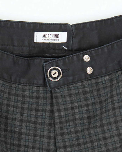 Women's Moschino Grey Stretch Plaid Trousers - M