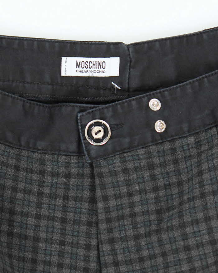 Women's Moschino Grey Stretch Plaid Trousers - M