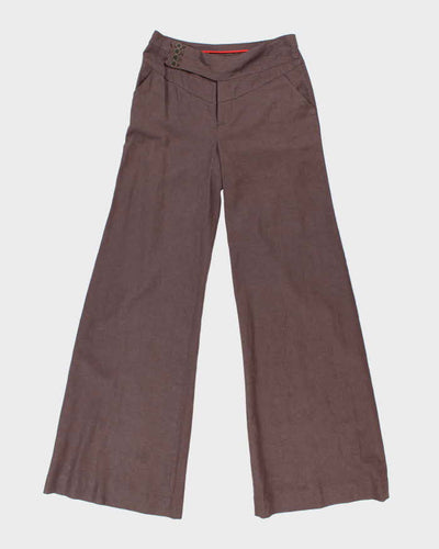 Vintage 00s Elevenses Linen Blend Wide Leg Trousers - XS