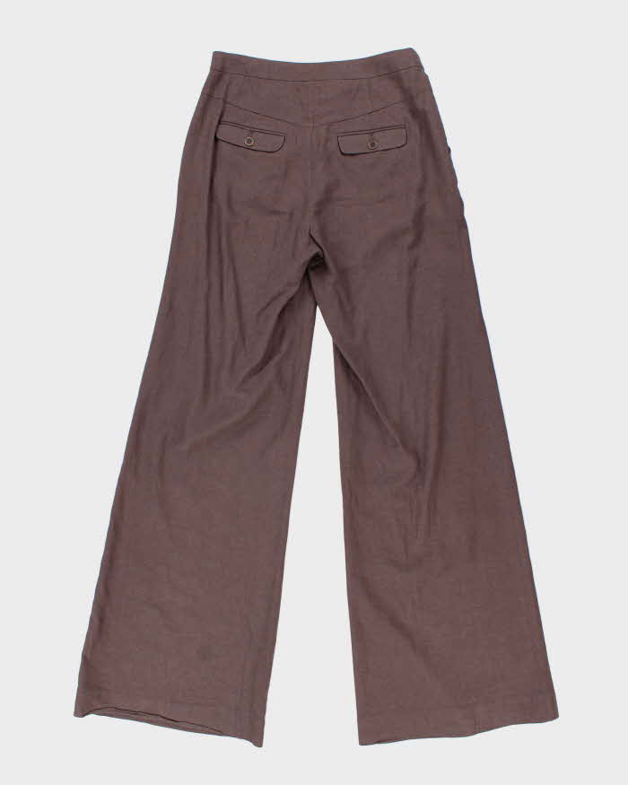 Vintage 00s Elevenses Linen Blend Wide Leg Trousers - XS