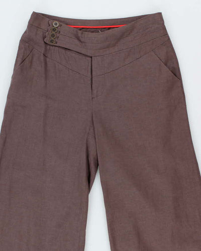 Vintage 00s Elevenses Linen Blend Wide Leg Trousers - XS