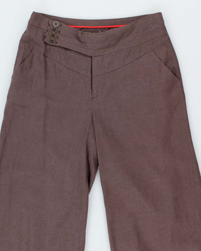 Vintage 00s Elevenses Linen Blend Wide Leg Trousers - XS