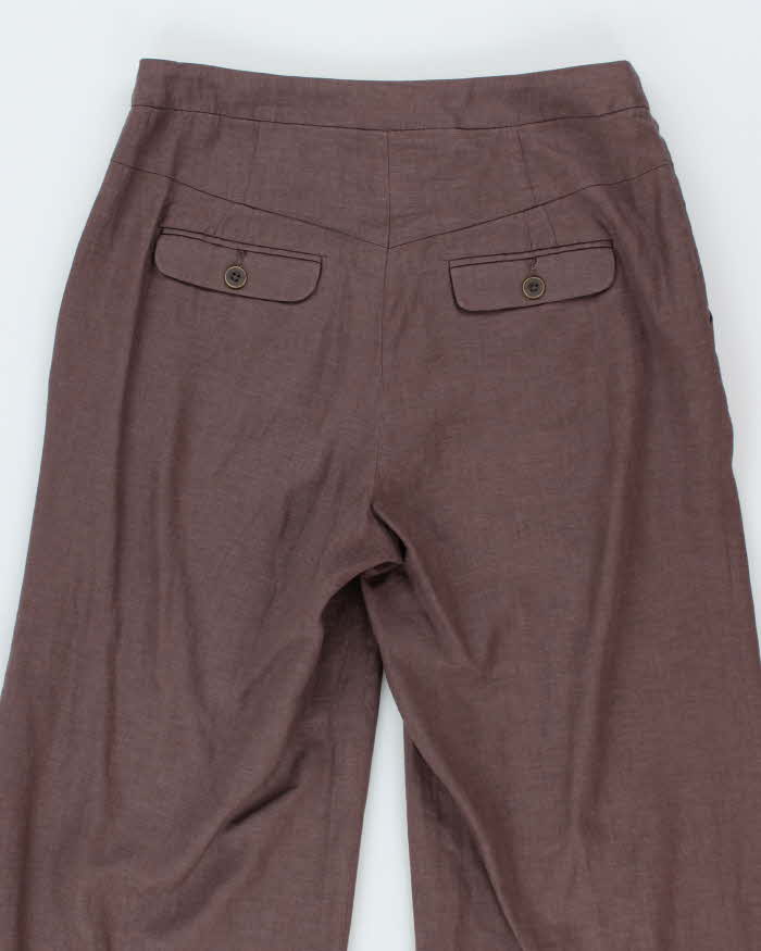 Vintage 00s Elevenses Linen Blend Wide Leg Trousers - XS