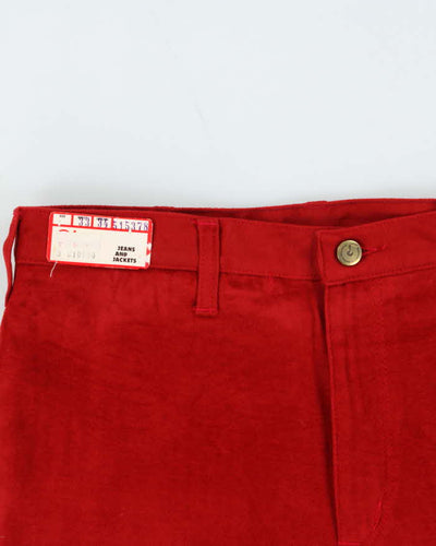 DSWT Vintage 1970s Women's Glove British Red Velour Flared Trousers - W33 L33