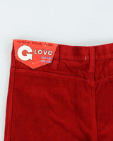 DSWT Vintage 1970s Women's Glove British Red Velour Flared Trousers - W32 L34
