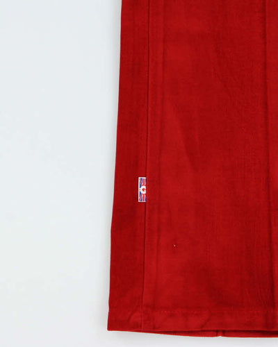DSWT Vintage 1970s Women's Glove British Red Velour Flared Trousers - W32 L34