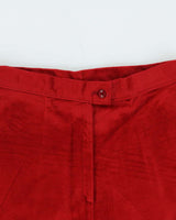 Vintage 1970s Women's Red Velour High Waisted Flared Trousers - W27 L35