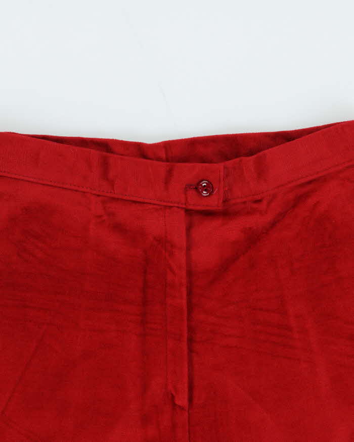 Vintage 1970s Women's Red Velour High Waisted Flared Trousers - W27 L35
