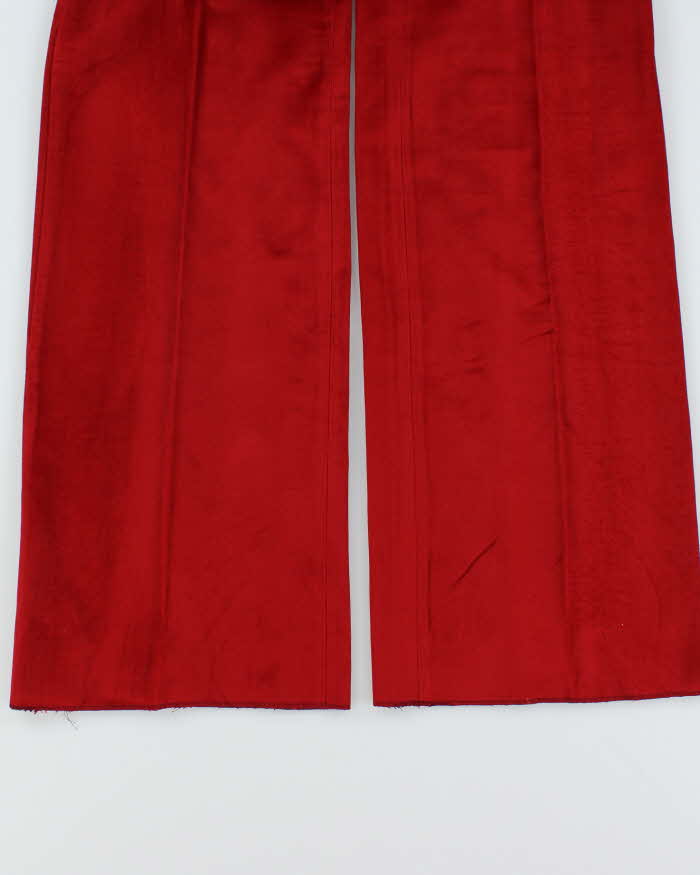 Vintage 1970s Women's Red Velour High Waisted Flared Trousers - W27 L35