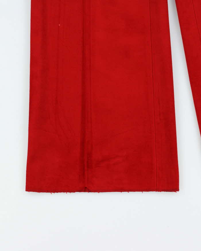 DSWT Vintage 1970s Women's Red Velour High Waisted Flared Trousers - W26 L33
