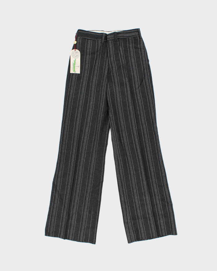 DSWT 1970s Macout Wool Wide Leg Flared Pinstriped Trousers - W25 L30