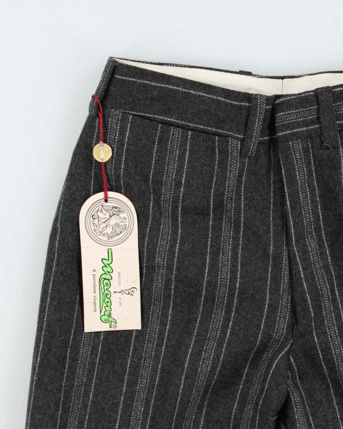 DSWT 1970s Macout Wool Wide Leg Flared Pinstriped Trousers - W25 L30