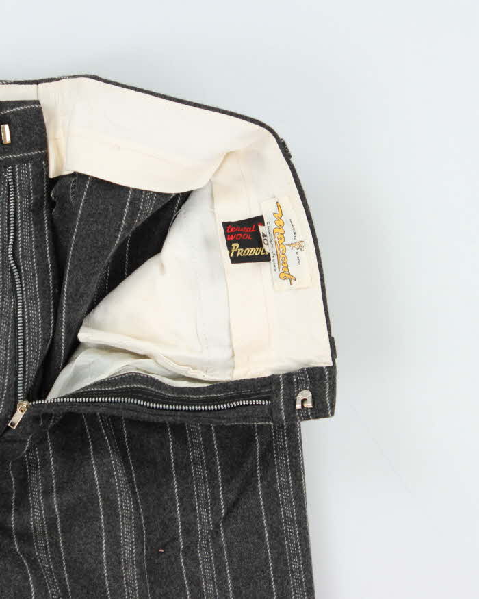 DSWT 1970s Macout Wool Wide Leg Flared Pinstriped Trousers - W25 L30