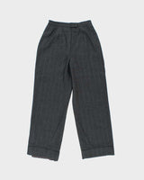 Vintage 1990s Women's Lauren Ralph Lauren Wool Pinstriped Big Cuff High Waisted Wide Leg Trousers - W25 L28
