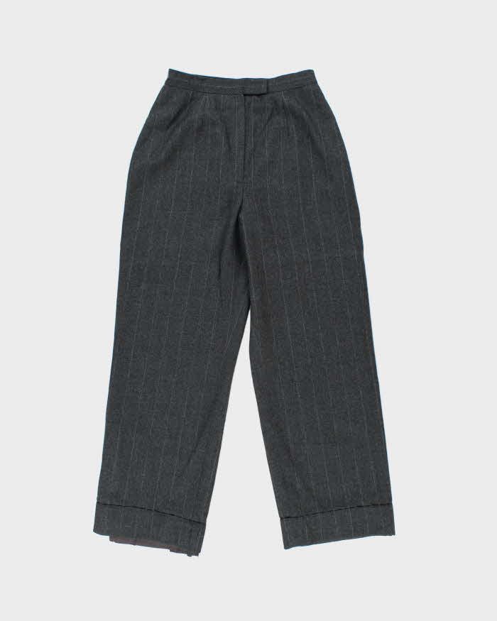Vintage 1990s Women's Lauren Ralph Lauren Wool Pinstriped Big Cuff High Waisted Wide Leg Trousers - W25 L28