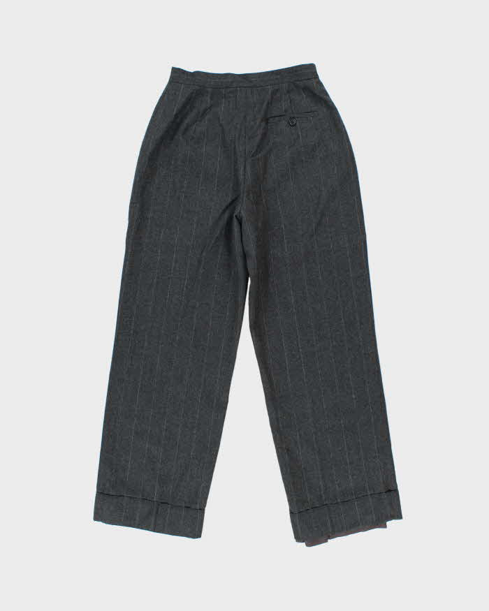 Vintage 1990s Women's Lauren Ralph Lauren Wool Pinstriped Big Cuff High Waisted Wide Leg Trousers - W25 L28