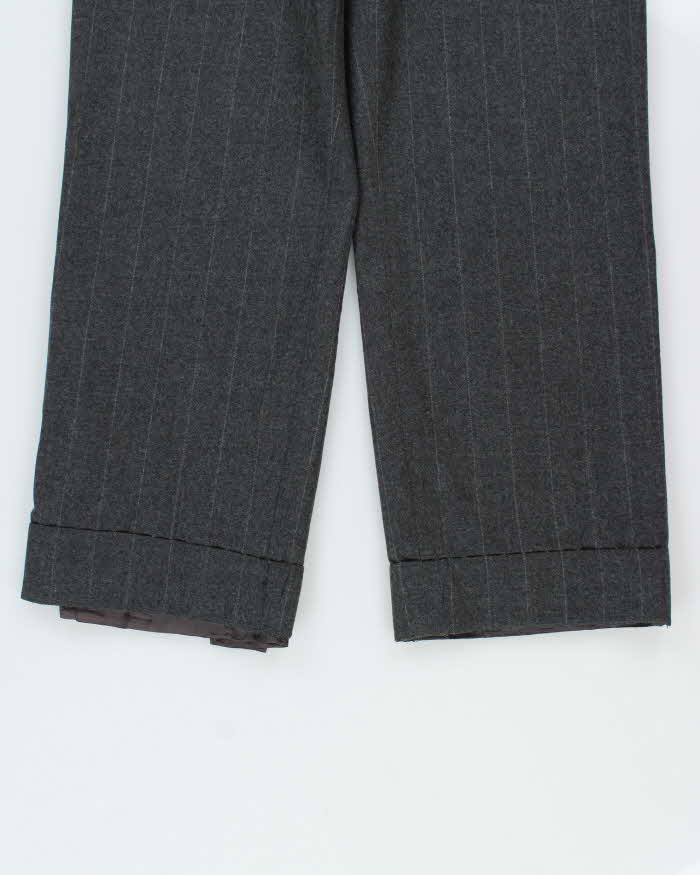 Vintage 1990s Women's Lauren Ralph Lauren Wool Pinstriped Big Cuff High Waisted Wide Leg Trousers - W25 L28