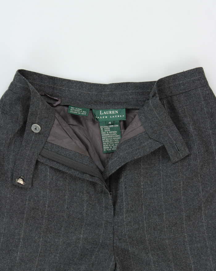 Vintage 1990s Women's Lauren Ralph Lauren Wool Pinstriped Big Cuff High Waisted Wide Leg Trousers - W25 L28