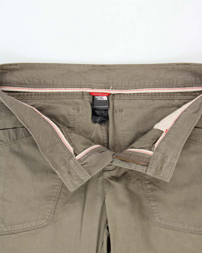 Vintage The North Face Women's Khaki Low Rise Straight Leg Utility Trousers - W32 L31