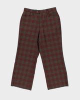 Vintage 1990s Women's Lyle &amp; Scott Tartan Wool Blend Wide Leg Trousers - W30 L26