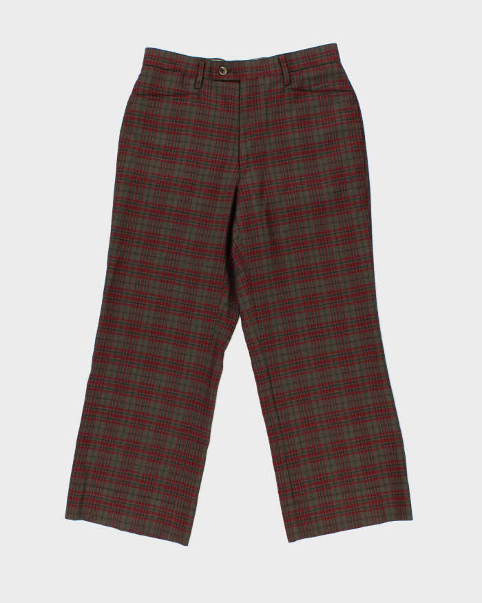 Vintage 1990s Women's Lyle &amp; Scott Tartan Wool Blend Wide Leg Trousers - W30 L26