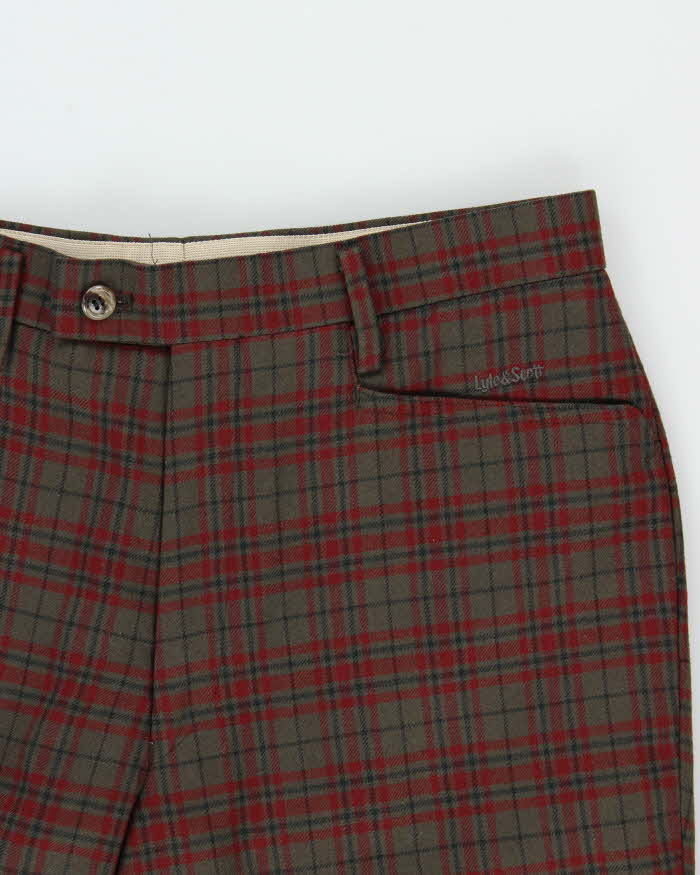 Vintage 1990s Women's Lyle & Scott Tartan Wool Blend Wide Leg Trousers - W30 L26
