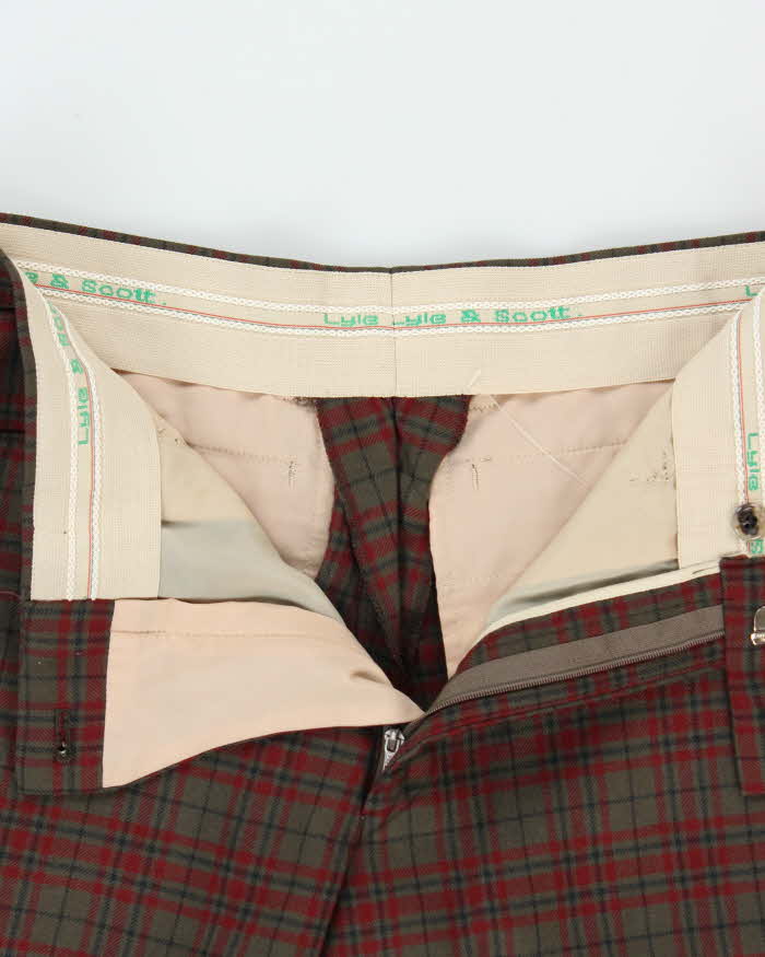 Vintage 1990s Women's Lyle & Scott Tartan Wool Blend Wide Leg Trousers - W30 L26