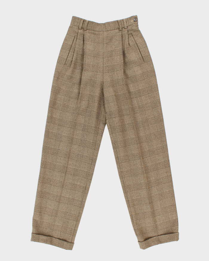 Vintage 80s Jaeger Checked Wool Trousers - W25 L30