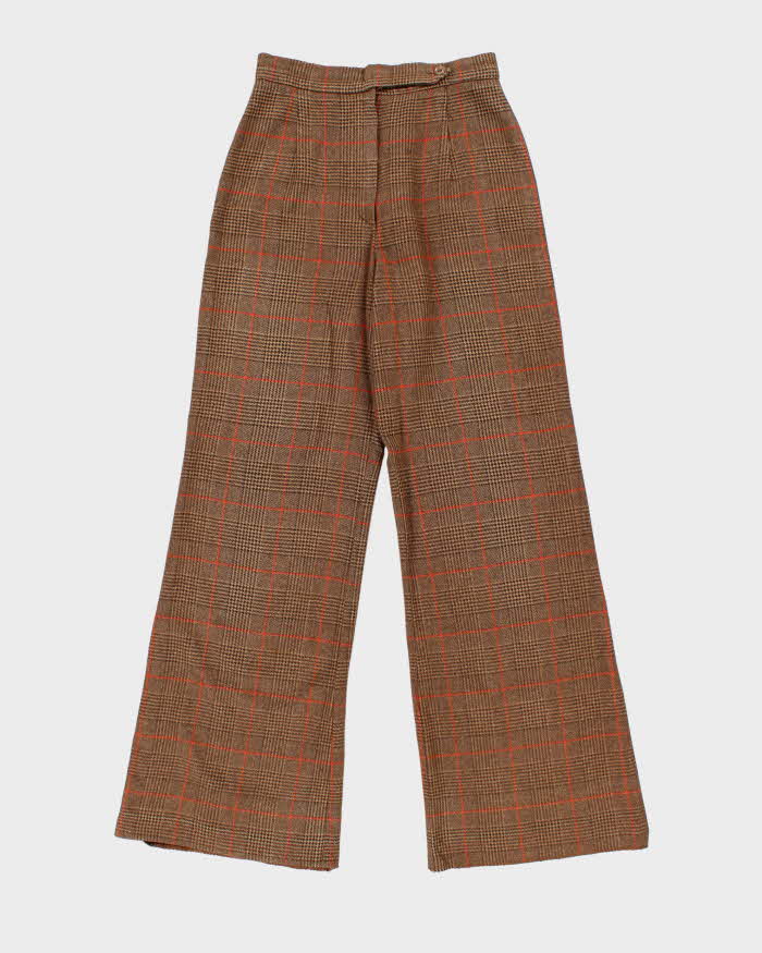 Vintage 1970s Pant Man Wool Blend Women's Flared Tweed Trousers - W26 L32