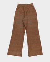 Vintage 1970s Pant Man Wool Blend Women's Flared Tweed Trousers - W26 L32
